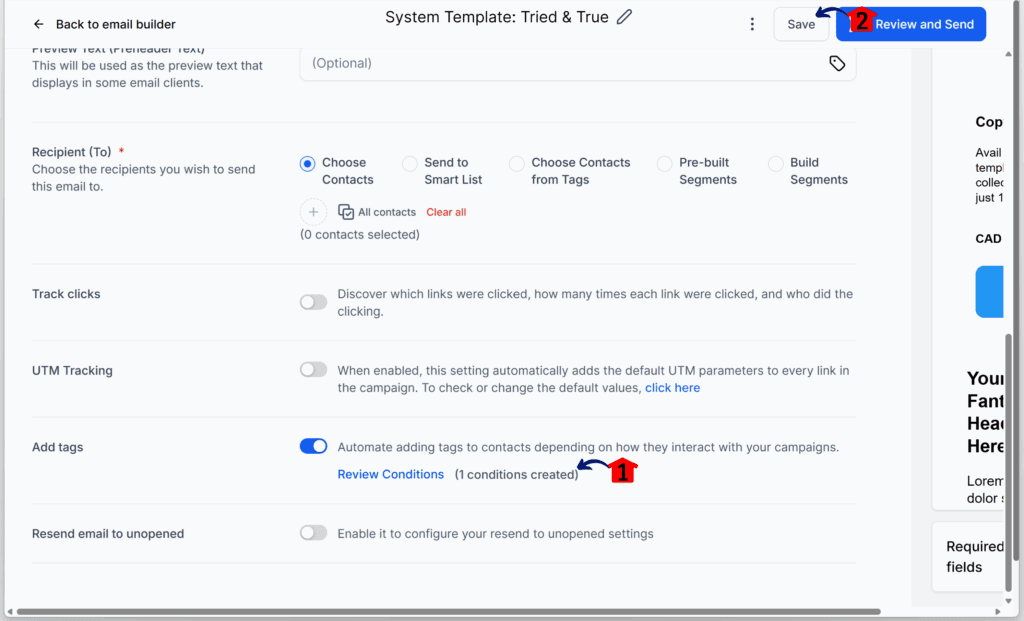 reviewing the conditions