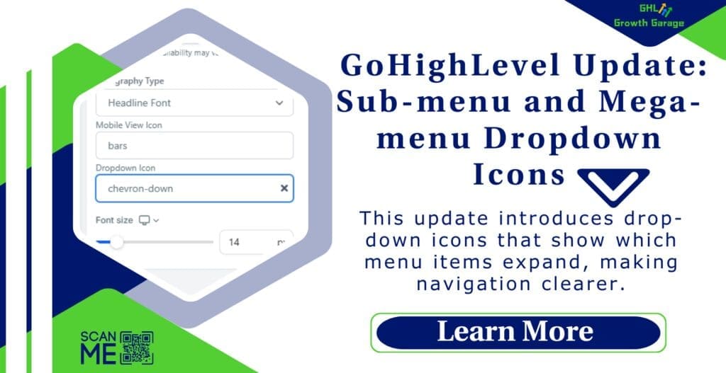 Dropdown Icons in GoHighLevel