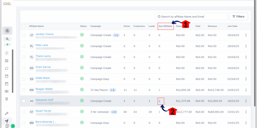 Affiliate Network Visibility - Sub Affiliates