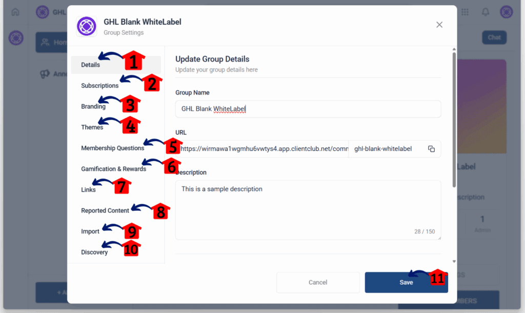 Community Engagement Platform - settings details