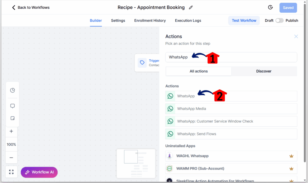 WhatsApp automation - whatsapp element