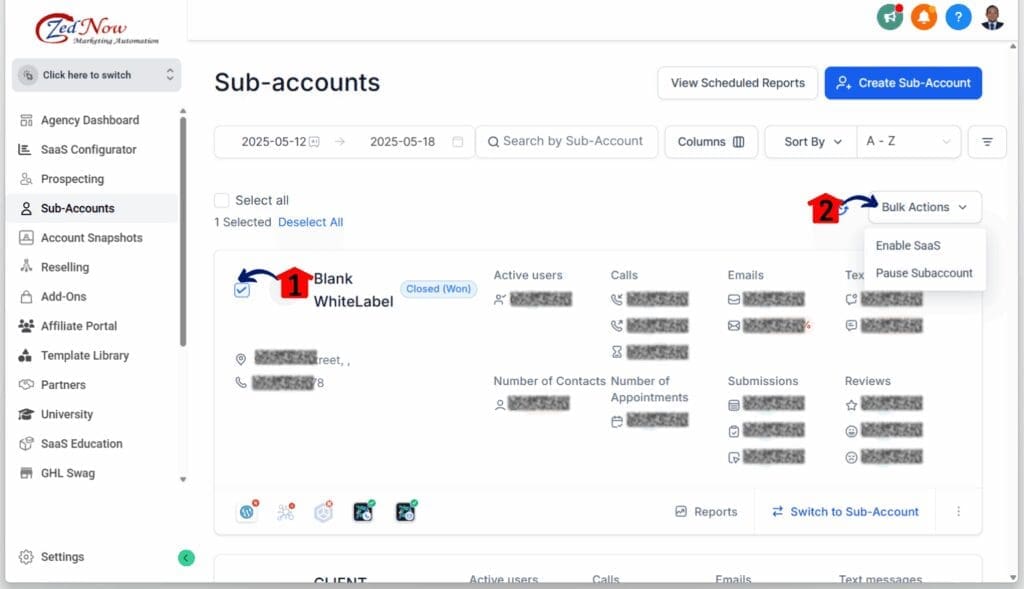 bulk account management - actions