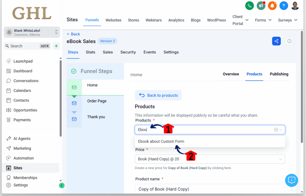 ecommerce funnel updates - product name