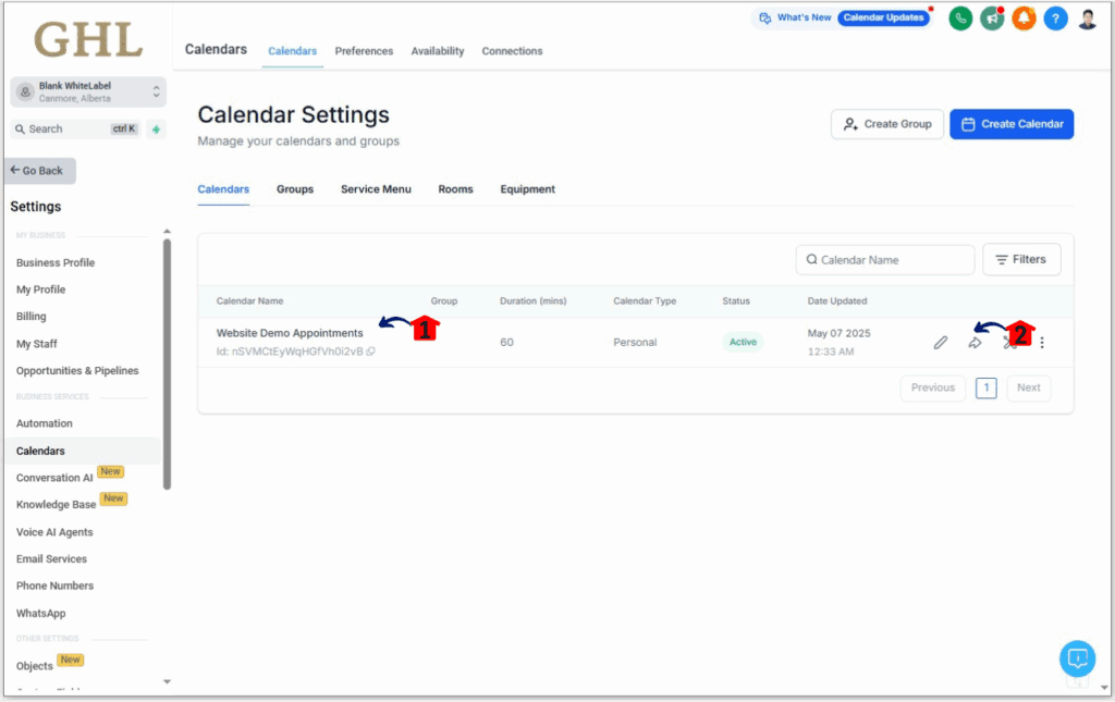 ghl-basic-booking-calendar-06 Access the Embed code of the calendar