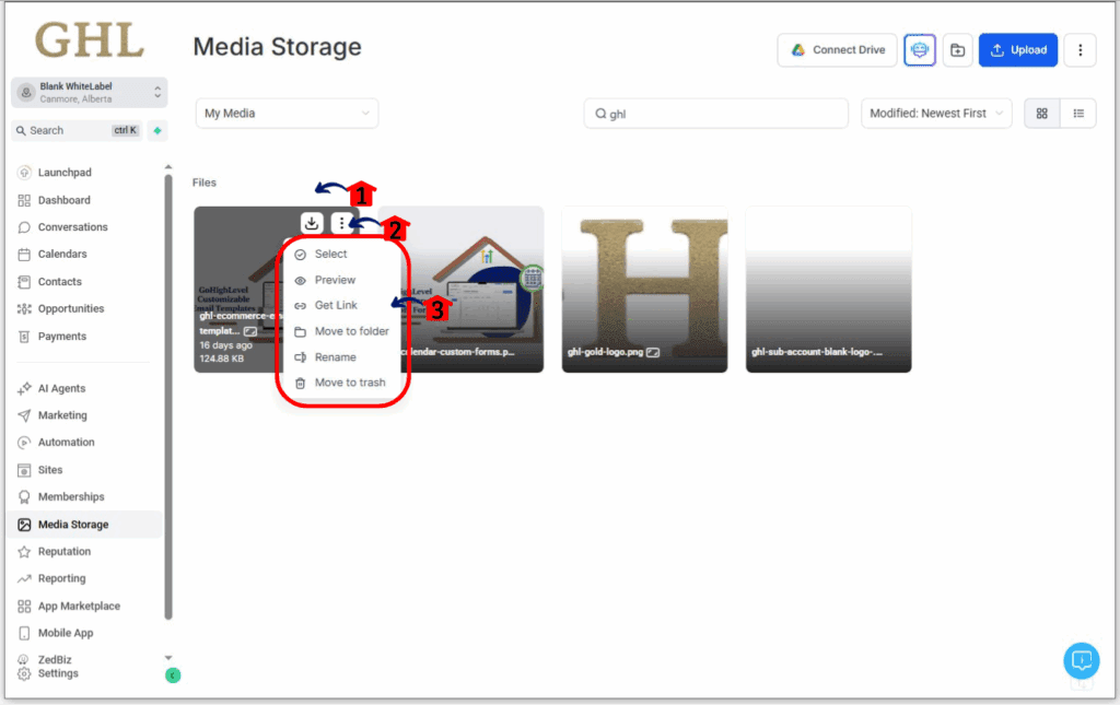 ghl-manage-media-storage-06 Manage media storage by using media options.