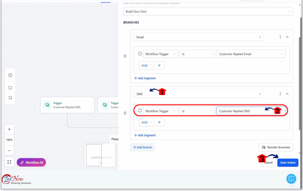 ghl-message-snippets-12 Setting up a workflow for GHL message snippets Step 8