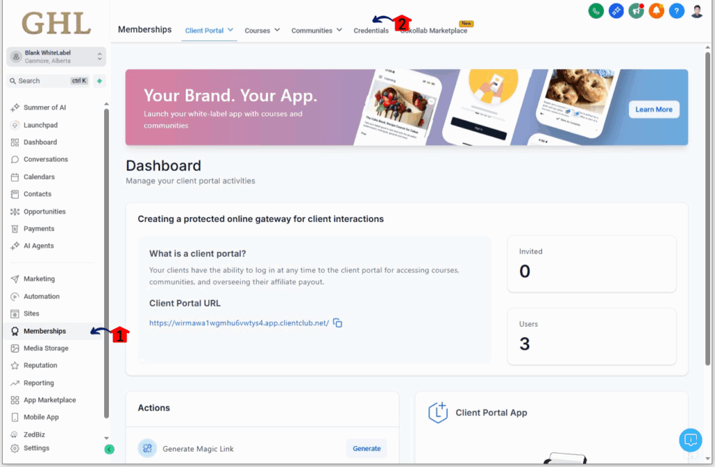 ghl-badge-auto-save-1 Access Memberships page