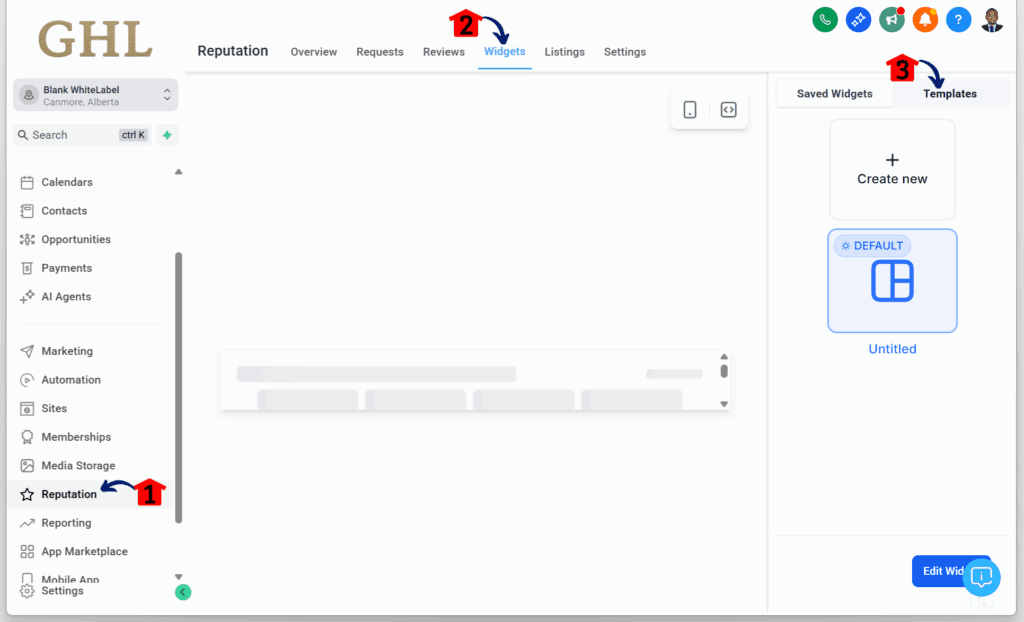 ghl-review-widget-badge-sliding-dashboard Reputation management and widgets