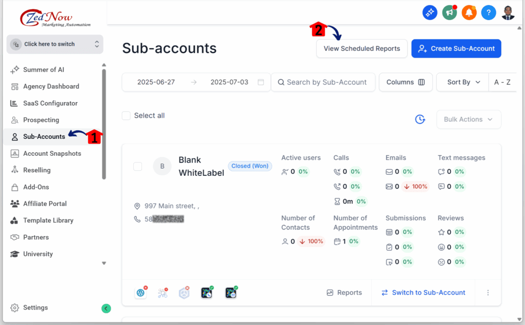 ghl-agency-reporting-look-controls-sub-accounts Accessing the sub-accounts library