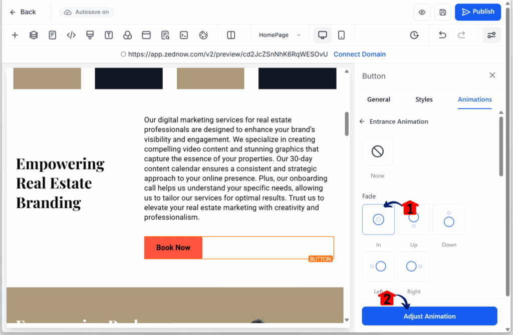 ghl-animation-customizations-funnels-websites-adjust Adjusting the Page Animation Controls