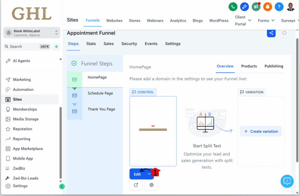 ghl-animation-customizations-funnels-websites-edit Clicking the Edit button