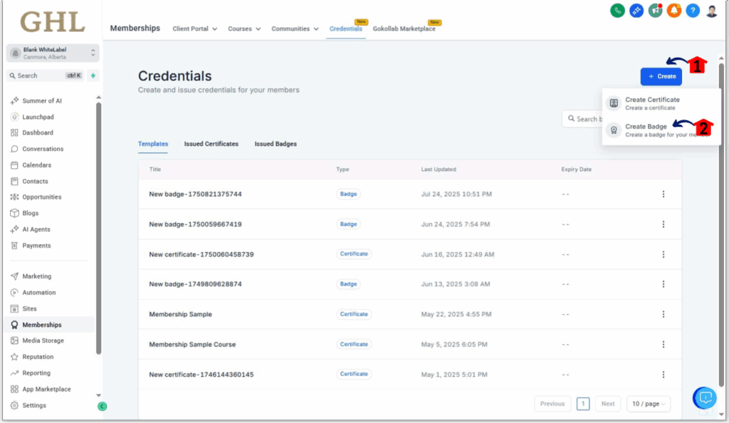 ghl-badge-builder-layout-2 Inside Credentials Page