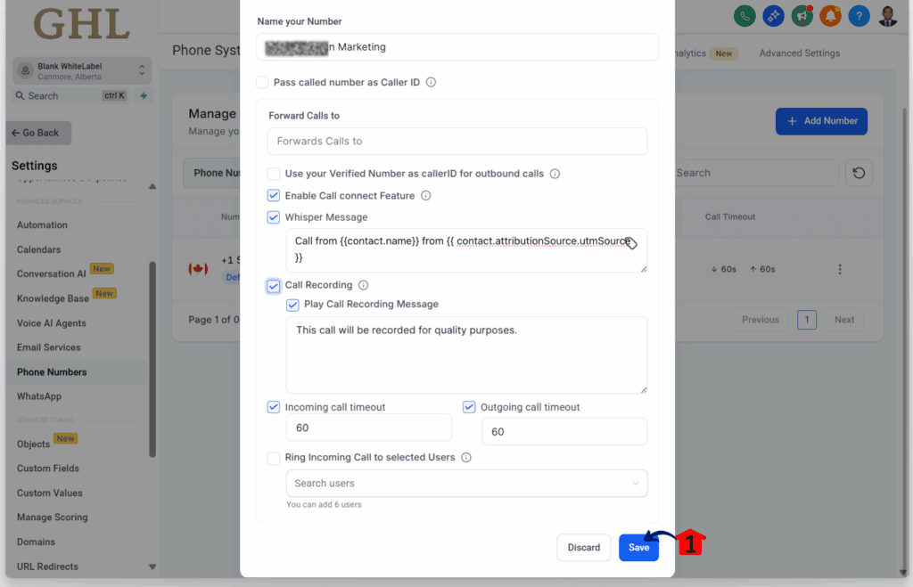 ghl-clearer-speech-save saving the settings for Voice call clarity