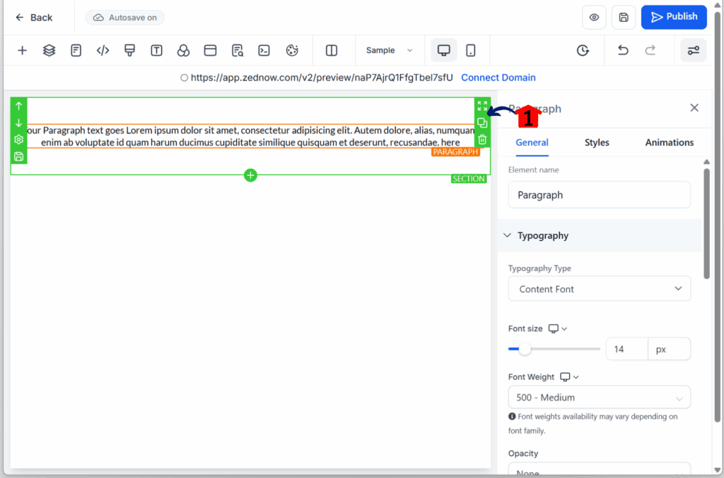 ghl-drag-drop-auto-hierarchical-auto-layout Sections, row, and columns appear