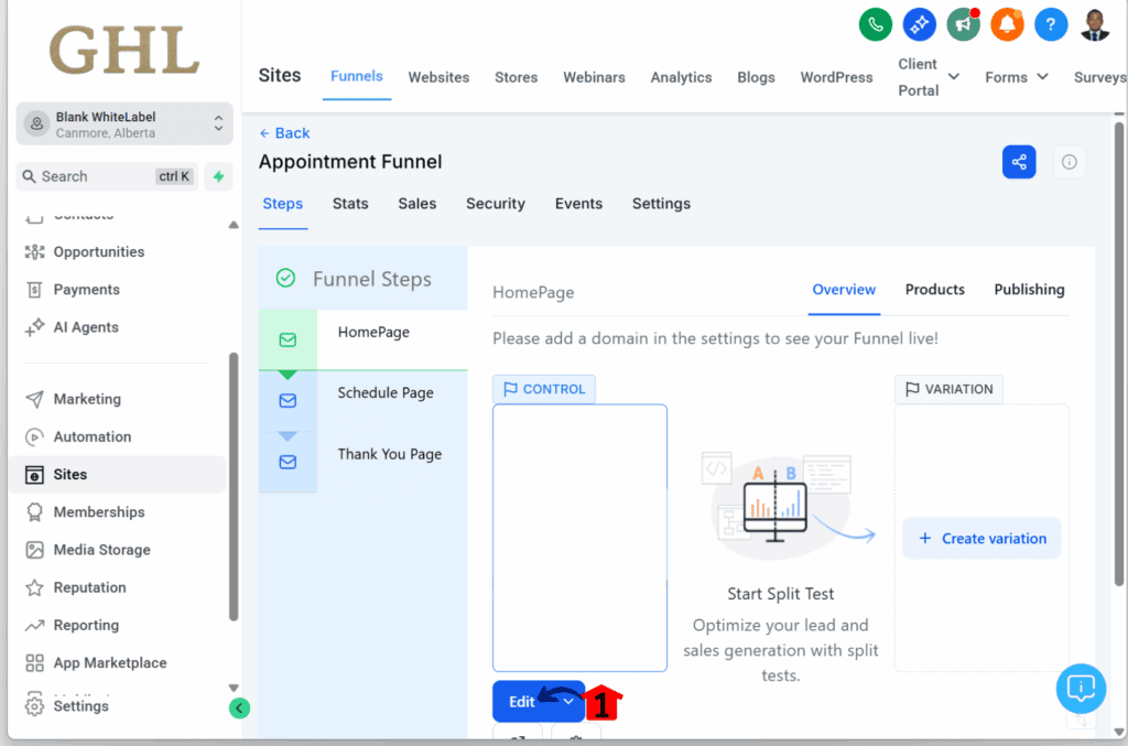 ghl-drag-drop-auto-hierarchical-edit Editing the funnel