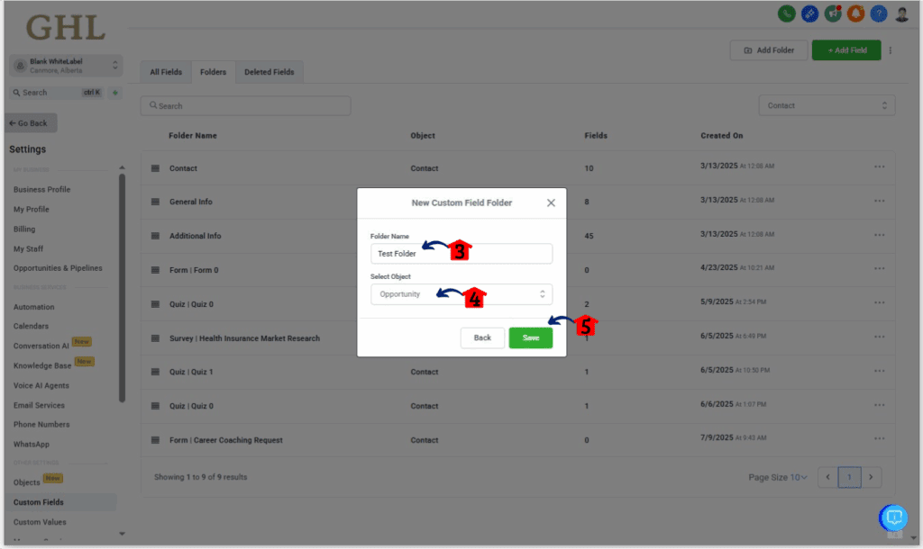 ghl-mini-guide-custom-fields-opportunities-7 Configure Folder
