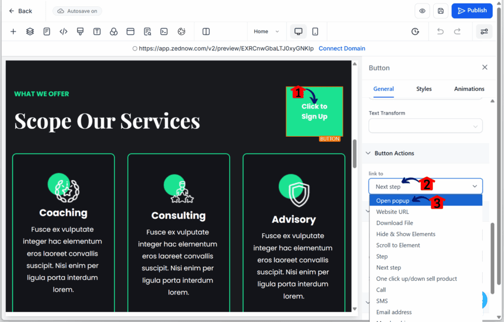 ghl-multiple-popups-page-link-to configuring multiple website popups