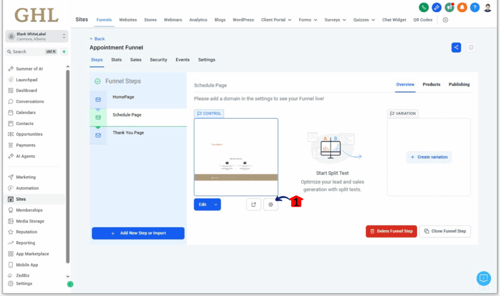 ghl-nested-url-structure-2 Funnel Step Settings