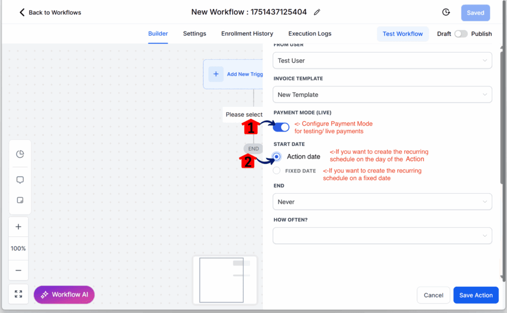 ghl-recurring-invoices-workflow-mode Setting the start date for Recurring Invoice Automation
