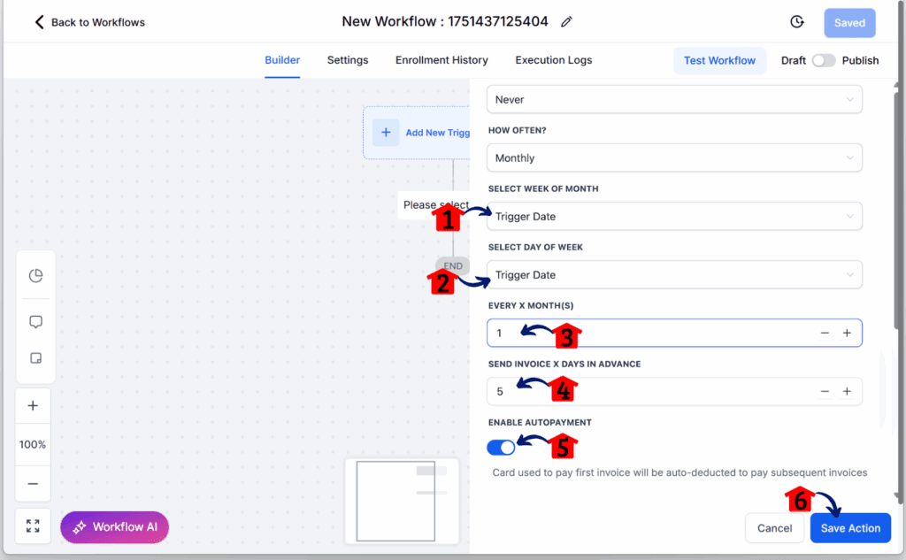 ghl-recurring-invoices-workflow-save Saving the Recurring Invoice Automation workflow