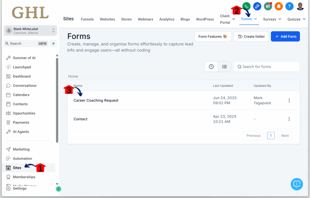 ghl-revamped-builder-layout-sites Editing the forms, surveys, and quizzes