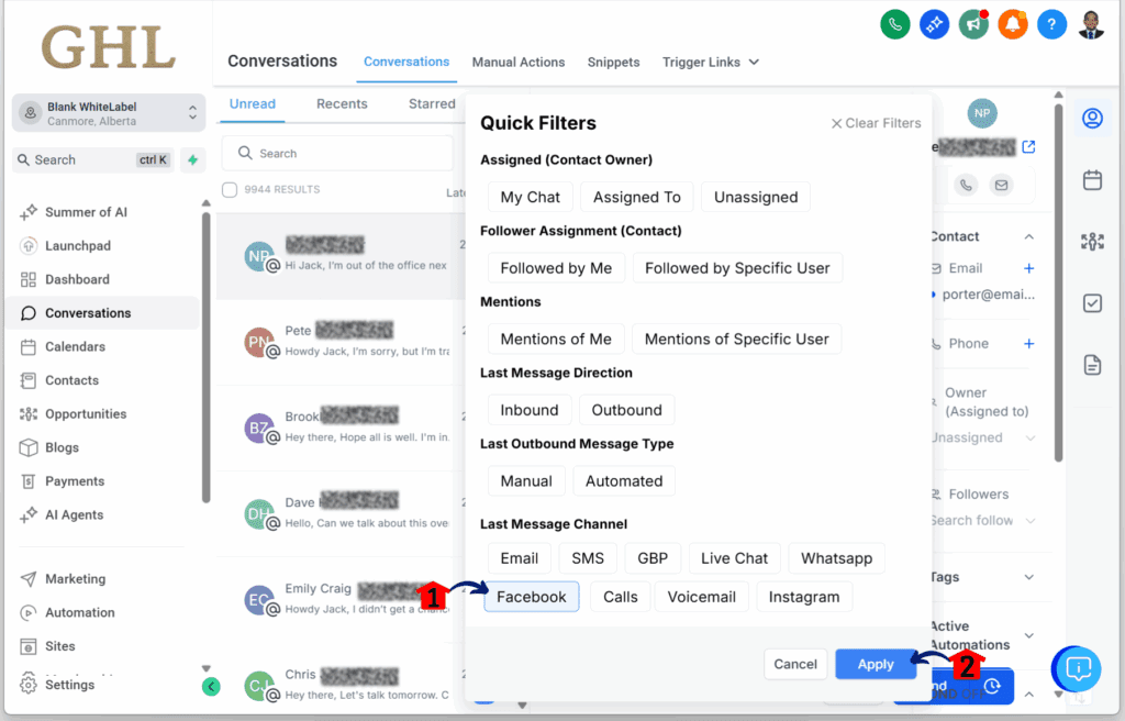 mini-guide-add-use-facebook-messenger-filter filtering messages for Facebook Messenger Integration