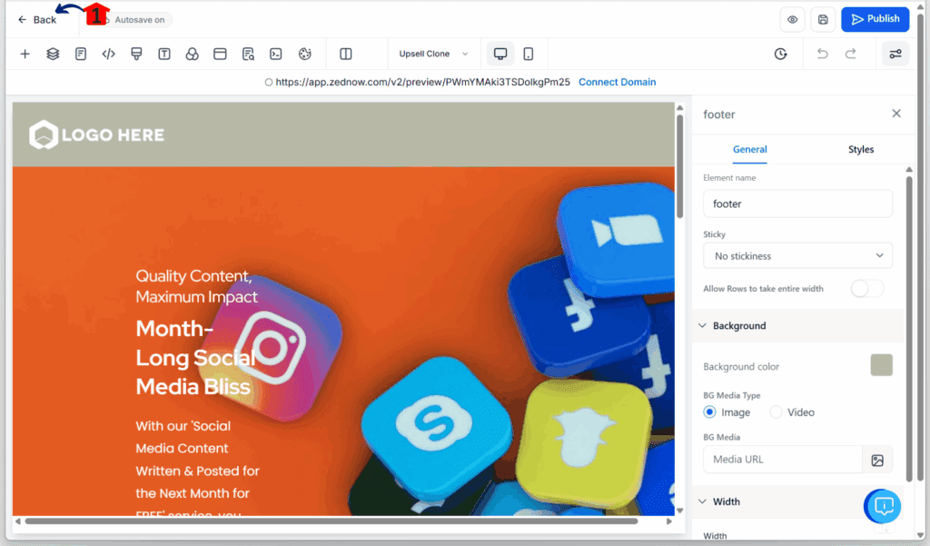 mini-guide-set-up-one-click-upsell-back returning back to the funnels library
