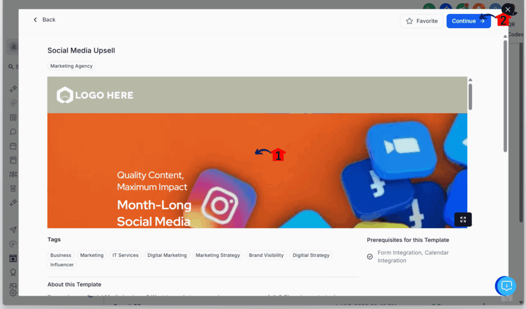 mini-guide-set-up-one-click-upsell-continue importing a template