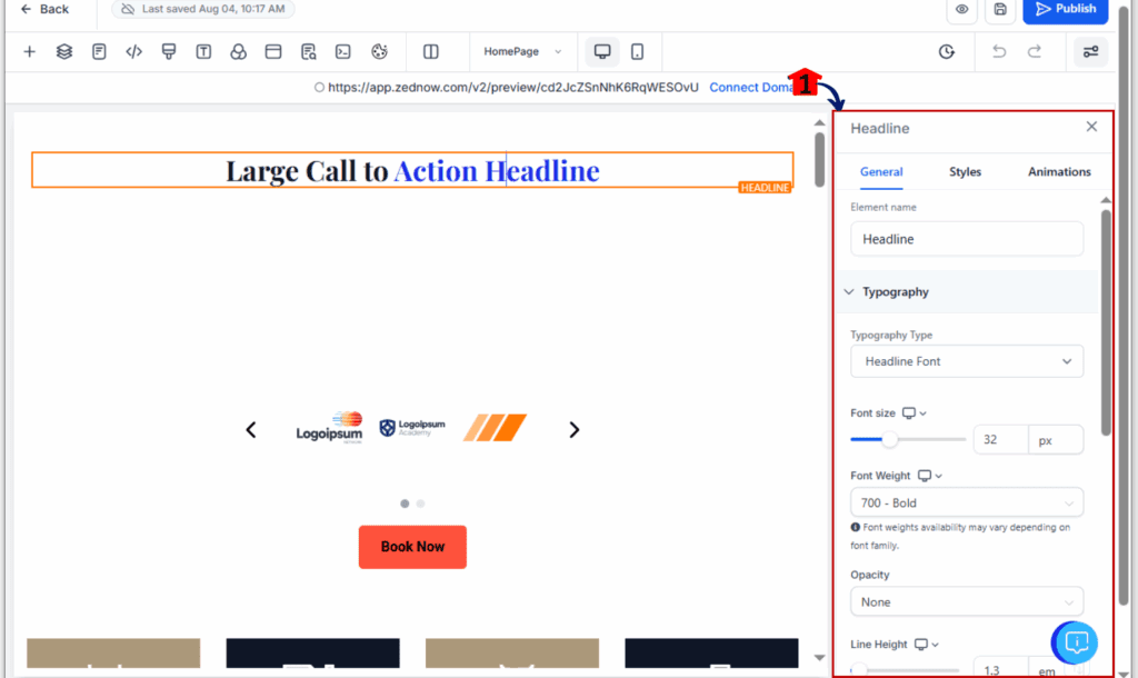Website Custom Fonts - Select a Text Element