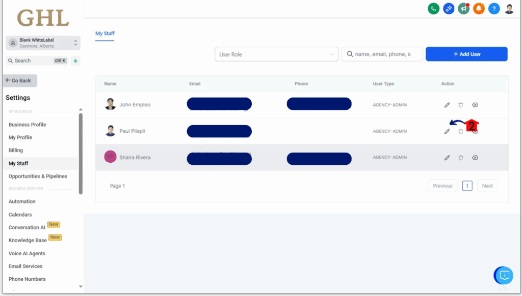 ghl-answer-ivr-calls-3 Choose a Staff to set answer IVR calls on deskphone