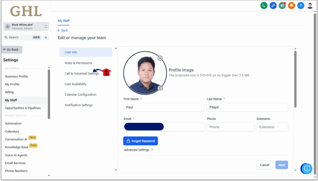 ghl-answer-ivr-calls-4 Call & Voicemail Settings