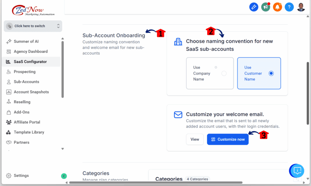 ghl-customize-name-accounts-advanced-settings SaaS account naming - Configure the Sub-Account Onboarding Settings