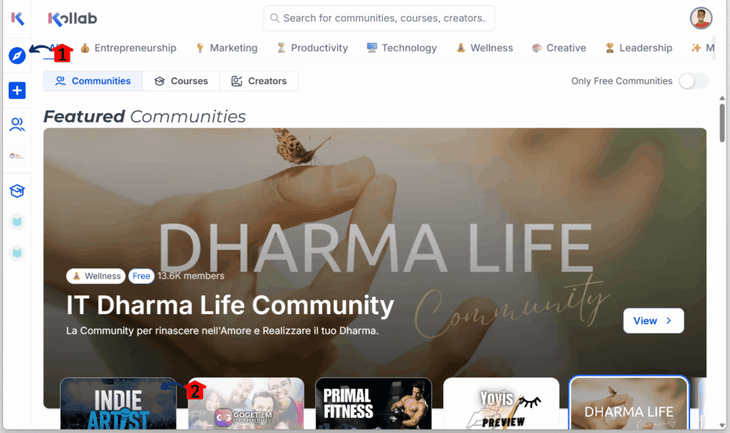 ghl-gokollab-faster-smoother-browse-dashboard community course UX dashboard