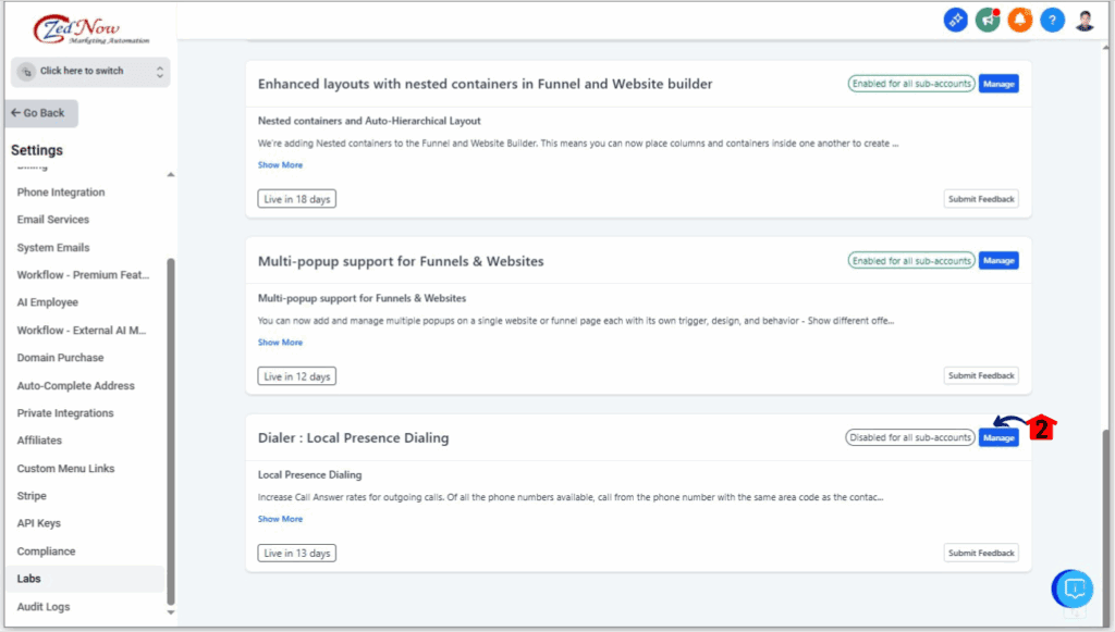 ghl-local-presence-dialing-4 Local Presence Dialing - Turn on Local Presence Dialing