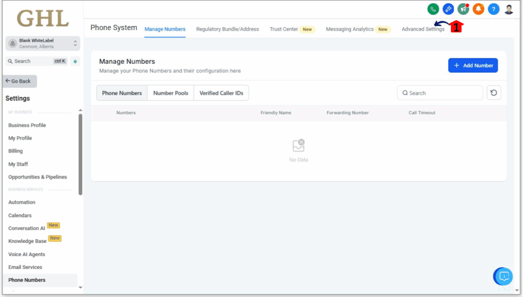 ghl-local-presence-dialing-8 Local Presence Dialing - Access Advanced Call Settings