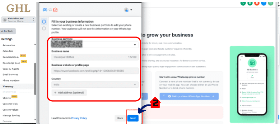 ghl-whatsapp-integration-05 WhatsApp Business Account.
