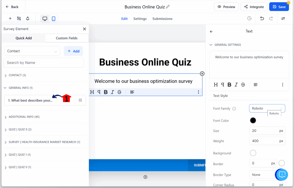 main-guide-quiz-funnel-add-question-one quiz funnel builder – Add Question 1 to the Survey