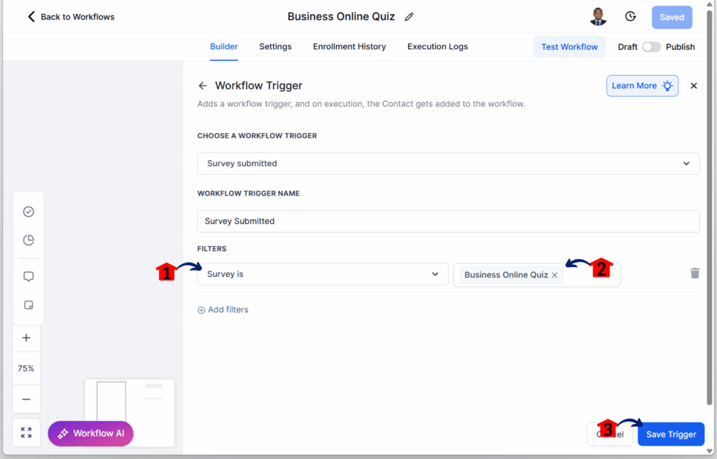 main-guide-quiz-funnel-select-quiz-trigger quiz automation flow – Customize the Email for Branch 2