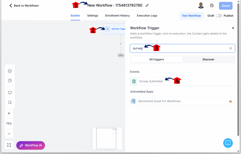 main-guide-quiz-funnel-setup-workflow-trigger quiz automation flow – Save the Email for Branch 1