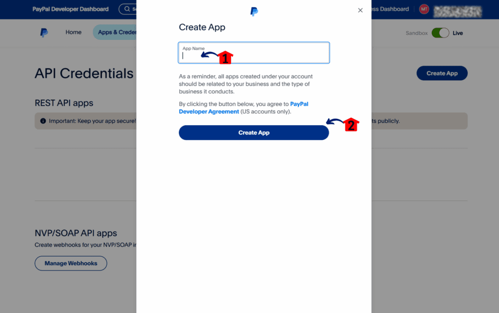 mini-guide-setup-paypal-app-name Confirming an app creation
