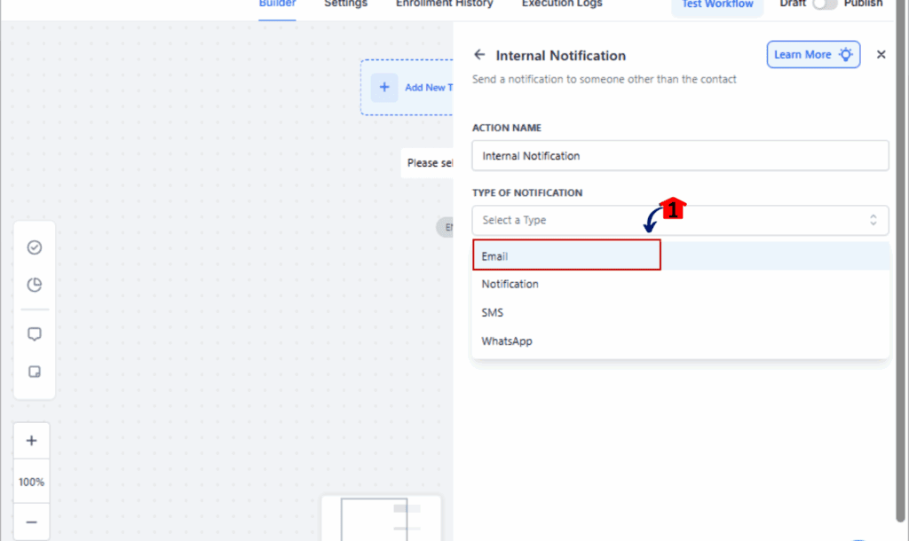 Internal Email Automation - Set Notification Type to Email