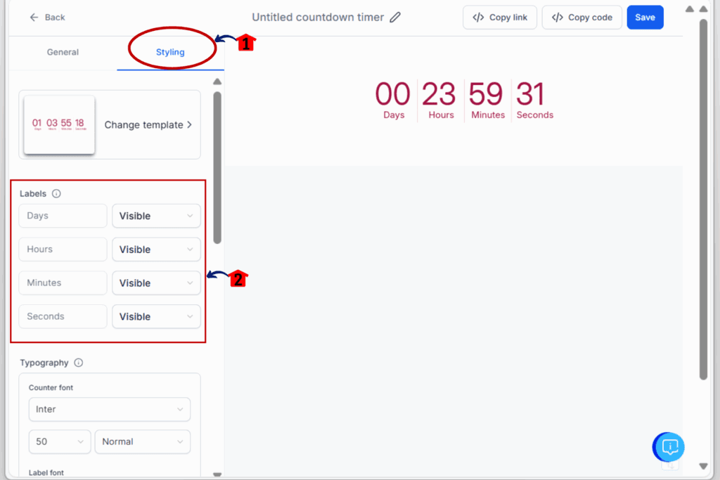 custom-countdown-timer-graphic03 GoHighLevel countdown timer - styling tab