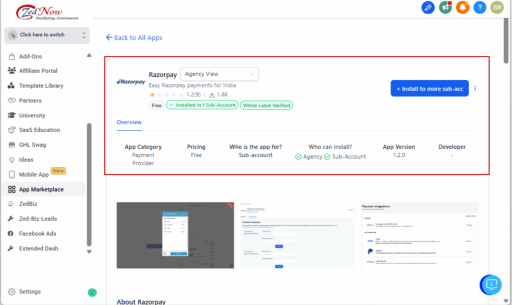 Custom payment gateway
- Open the App Marketplace