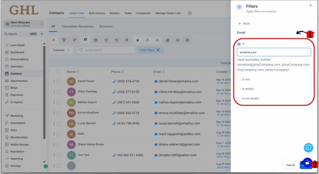 ghl-create-smart-lists-3 Apply the Filters