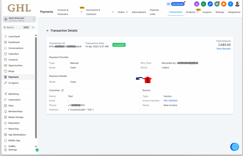 ghl-enhanced-subscription-transaction-details-dashboard GHL subscription transaction details – Review Transaction Details