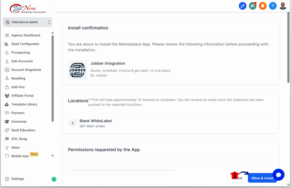 ghl-highlevel-jobber-allow Jobber integration – Complete the Installation in GHL