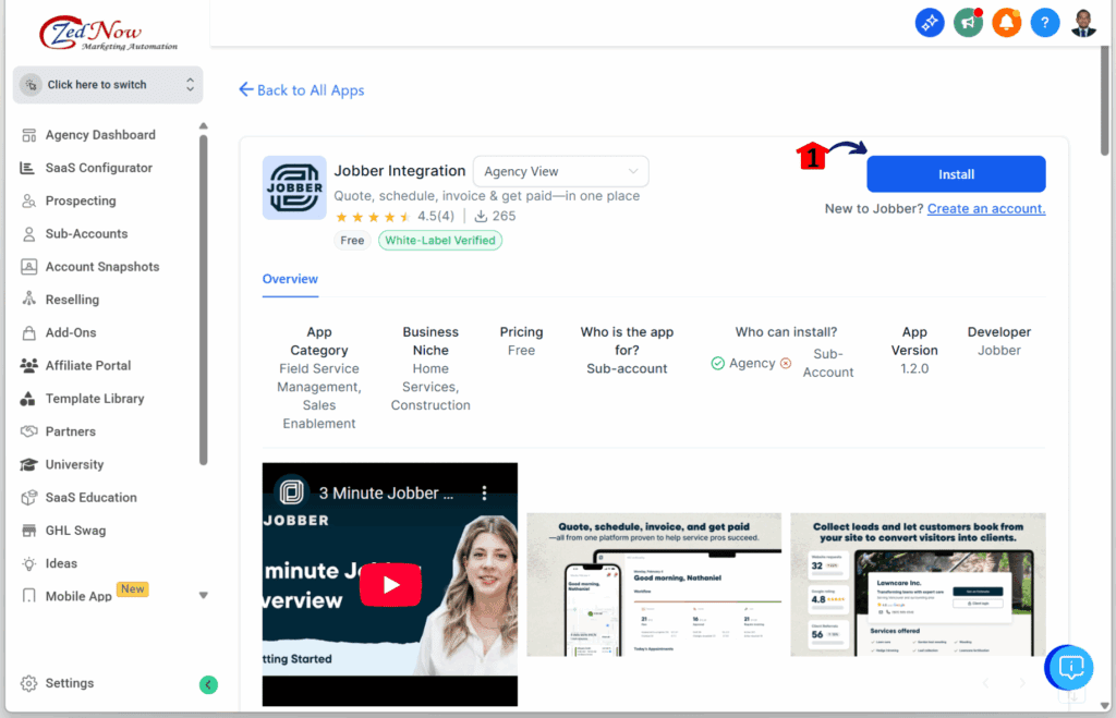 ghl-highlevel-jobber-install GHL Jobber integration – Install the Jobber App