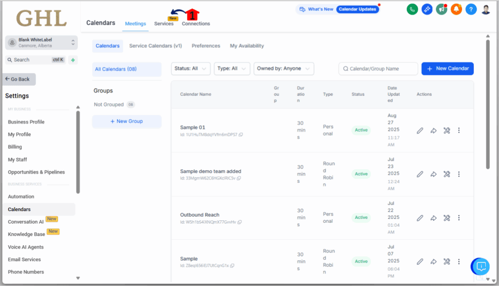 ghl-service-booking-calendar-5 Service Booking Calendar GHL - Access the Services Tab