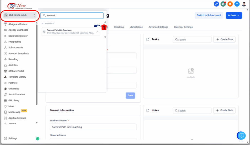 ghl-sub-account-setup-7 GoHighLevel Sub-Account Setup - Switch to Your New Account