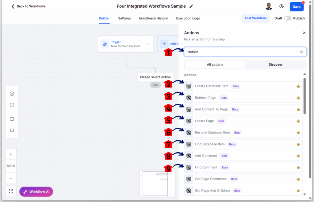 main-guide-airtable-clickup-google-contacts-notion-elements-document GHL workflow automation tools - Add Notion Actions